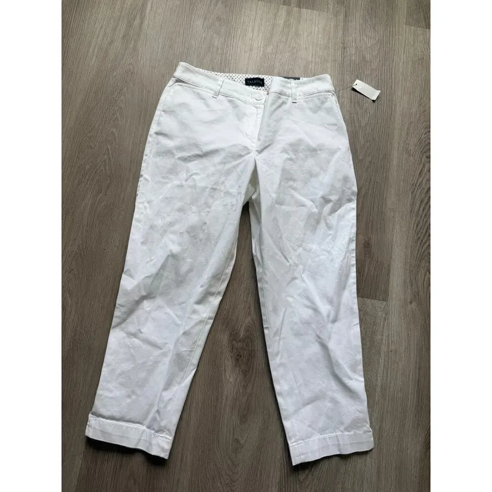 Talbots Perfect Crop Pant, White, Size 4 Petite, NWT, Cotton